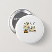 Niedliches Halloween Ghost Walking Ghost Cat Class Button (Vorne & Hinten)