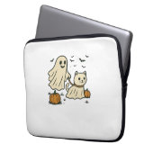 Niedliches Halloween Ghost Walking Ghost Cat Class Laptopschutzhülle (Vorderseite Links)