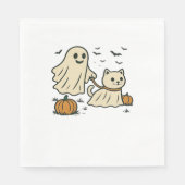 Niedliches Halloween Ghost Walking Ghost Cat Class Serviette (Vorderseite)
