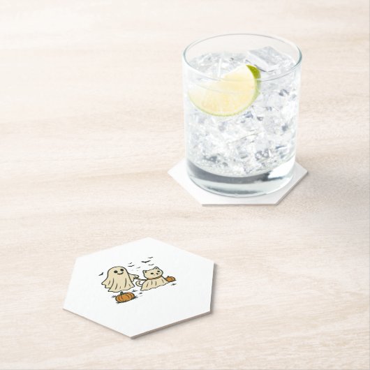 Niedliches Halloween Ghost Walking Ghost Cat Class Untersetzer (Vor Ort)