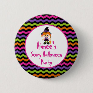 Niedliches Halloween-Girl-Halloween-Party Button