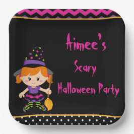 Niedliches Halloween-Girl-Halloween-Party Pappteller