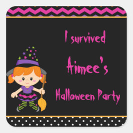 Niedliches Halloween-Girl-Halloween-Party Quadratischer Aufkleber