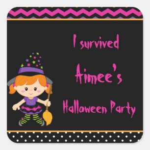 Niedliches Halloween-Girl-Halloween-Party Quadratischer Aufkleber