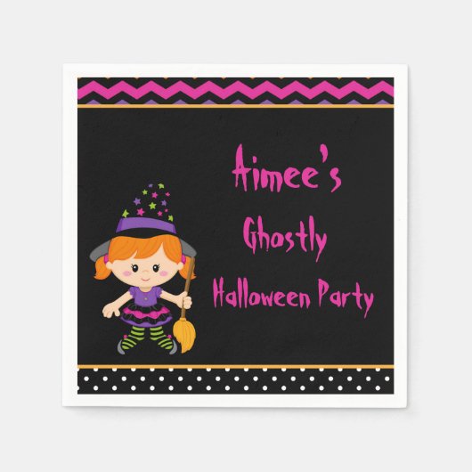 Niedliches Halloween-Girl-Halloween-Party Serviette (Vorderseite)