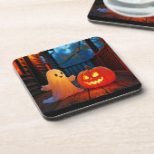 Niedliches Halloween-Glühdesign Getränkeuntersetzer (Linke Seite)
