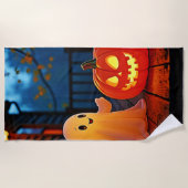 Niedliches Halloween-Glühdesign Strandtuch (Vorderseite)