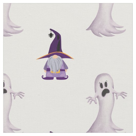 Niedliches Halloween Gnome Ghost Pattern Stoff (Nahaufnahme)