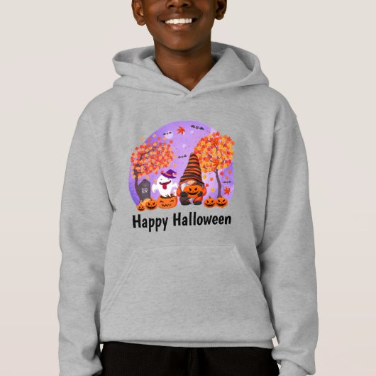 Niedliches Halloween Gnome und Geist mit Text Boy' Hoodie (Vorderseite)