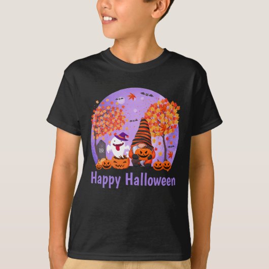 Niedliches Halloween Gnome und Geist mit Text Boy' T-Shirt (Vorderseite)