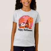 Niedliches Halloween Gnome und Geist mit Text Girl T-Shirt (Vorderseite)