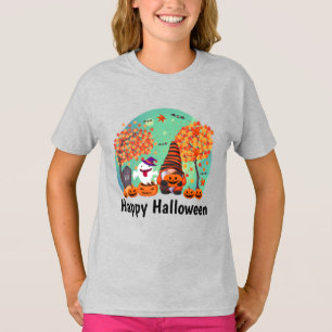 Niedliches Halloween Gnome und Geist mit Text Girl T-Shirt