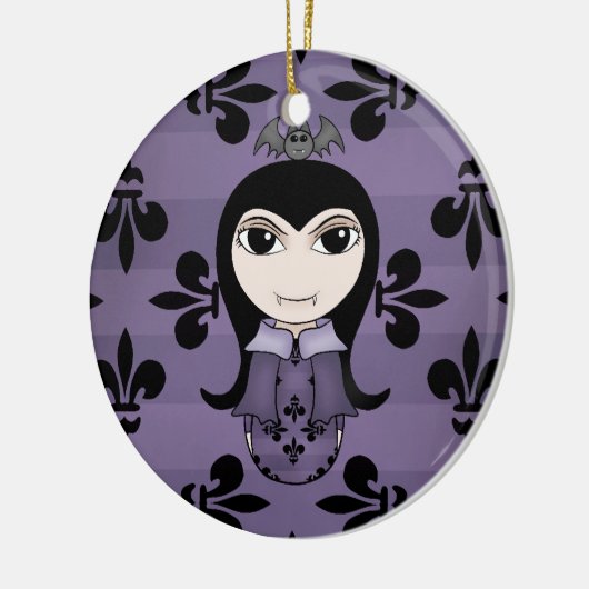 Niedliches Halloween Gotische Vampirmädchen in lil Keramik Ornament (Links)