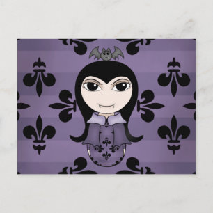 Niedliches Halloween Gotische Vampirmädchen in lil Postkarte