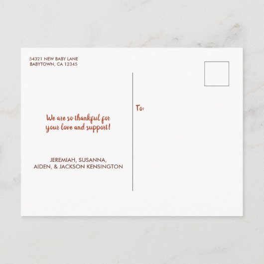 Niedliches Halloween Herbst Baby Birth Foto Ankündigungspostkarte (Rückseite)