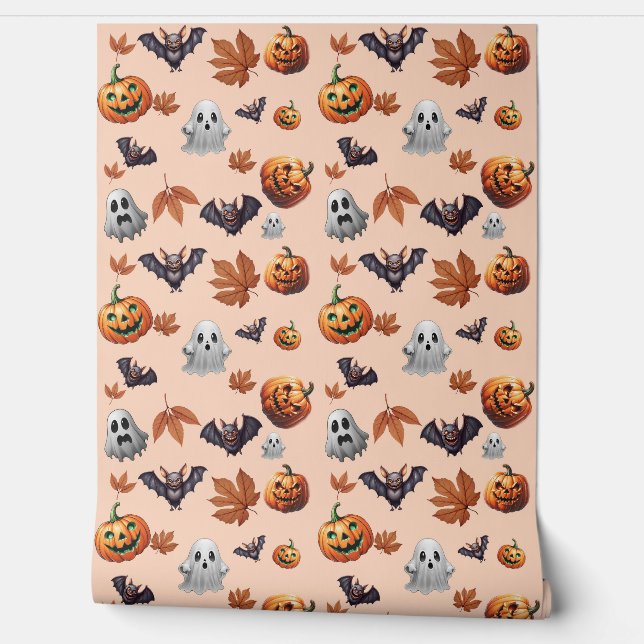 Niedliches Halloween-Herbstmuster Tapete (Abrollen)