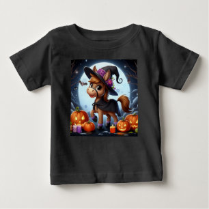 Niedliches Halloween-/Herbstpferd, Fledermaus und Baby T-shirt