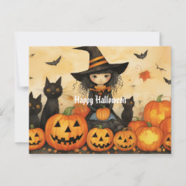 Niedliches Halloween Hexe 5 Postkarte