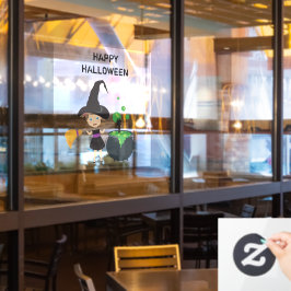 Niedliches Halloween Hexenhappy Halloween Fensteraufkleber