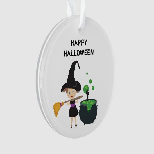 Niedliches Halloween Hexenhappy Halloween Ornament (Vorderseite)