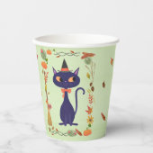 Niedliches Halloween Hexenkatze Green Pappbecher (Vorderseite)