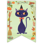 Niedliches Halloween Hexenkatze Green Wimpelkette (Erste Fahne)