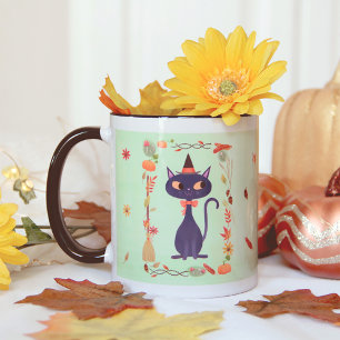 Niedliches Halloween Hexenkatze Tasse