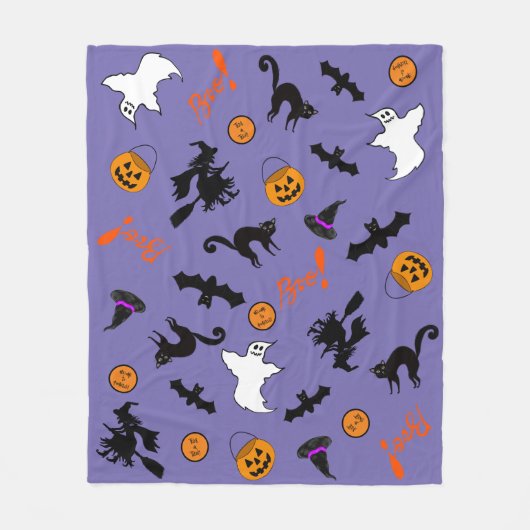 Niedliches Halloween Icon Lila Fleece Blanket (Vorderseite)