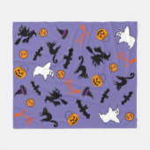 Niedliches Halloween Icon Lila Fleece Blanket (Vorderseite (Horizontal))