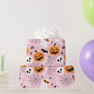 Niedliches Halloween-Jack-o-Lantern-Ghost-Rosa Geschenkpapier