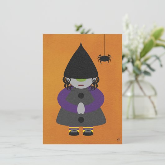 Niedliches Halloween-Kartenspiel oder Einladung (Stehend Vorderseite)