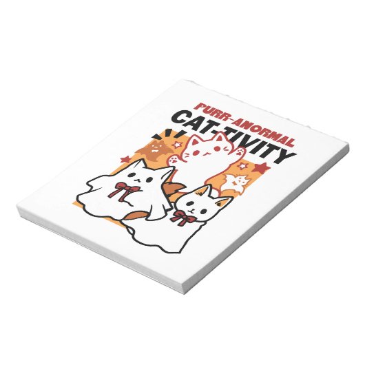 Niedliches Halloween-Katzen-Design im puranormalen Notizblock (Rotiert)
