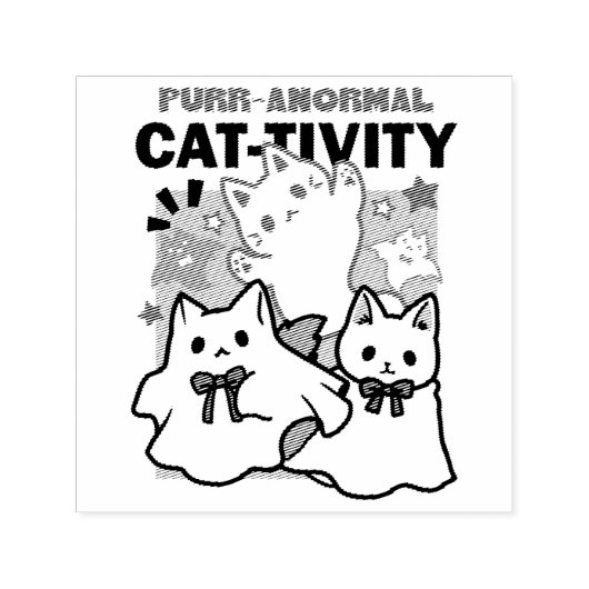 Niedliches Halloween-Katzen-Design im puranormalen Permastempel (Design)