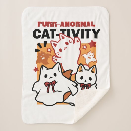 Niedliches Halloween-Katzen-Design im puranormalen Sherpadecke (Vorderseite)