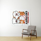 Niedliches Halloween-Katzen-Design im puranormalen Wandteppich (Beispiel (Horizontal))