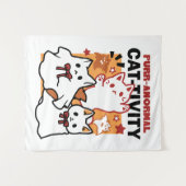 Niedliches Halloween-Katzen-Design im puranormalen Wandteppich (Vorderseite (Horizontal))