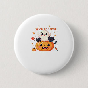 Niedliches Halloween - Kawaii Ghost und Black Cats Button