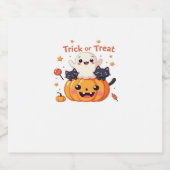 Niedliches Halloween - Kawaii Ghost und Black Cats Schaumweinetikett (Einzelnes Label)