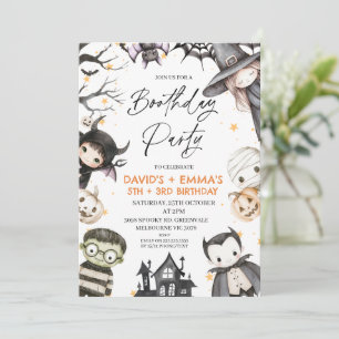 Niedliches Halloween Kids Boothday Party Join Birt Einladung