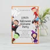 Niedliches Halloween Kid's Costume Party Einladung (Stehend Vorderseite)