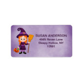 Niedliches Halloween Kid's Costume Party Hexe Adressaufkleber (Vorne)