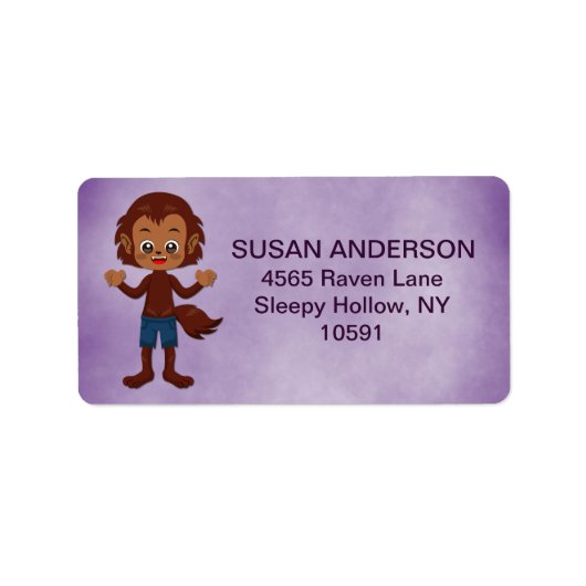 Niedliches Halloween Kid's Costume Party Werewolf Adressaufkleber (Vorne)