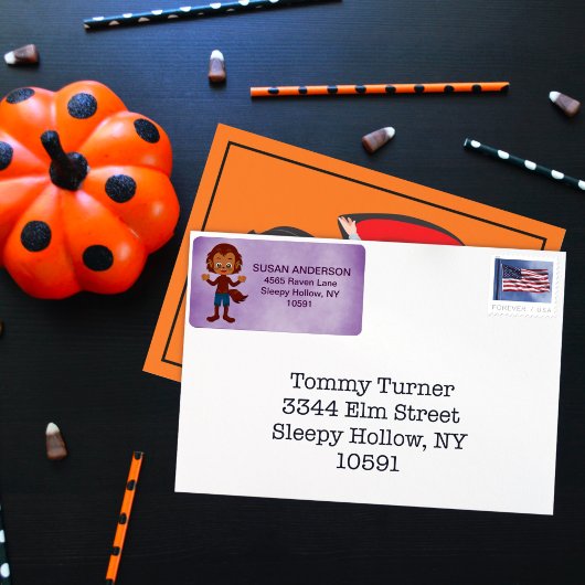 Niedliches Halloween Kid's Costume Party Werewolf Adressaufkleber