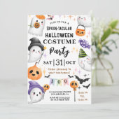 Niedliches Halloween Kids Kostüm Party Aquarell Einladung (Stehend Vorderseite)