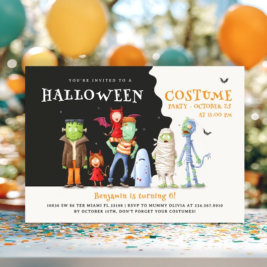 Niedliches Halloween Kids-Party Einladung