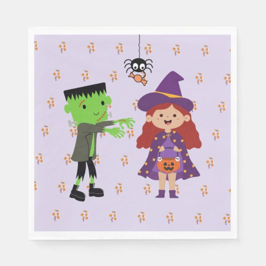 Niedliches Halloween Kids-Party Serviette (Vorderseite)
