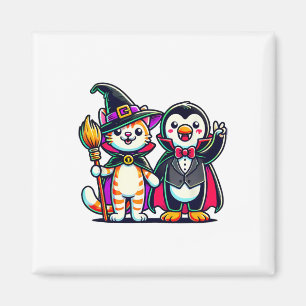 Niedliches Halloween Kids Pinguin Vampire Katze He Magnet