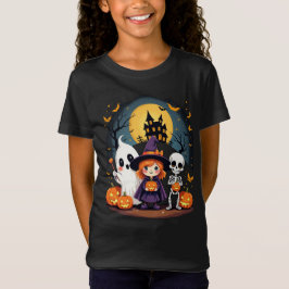 Niedliches Halloween Kids T-Shirt Ghost Hexe Skele