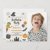 Niedliches Halloween Kinder Party Einladung mit Fo (Vorderseite)