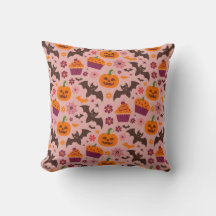 Niedliches Halloween-Kissen | Rosa und Orange Fest